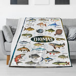 Personalised Fish Collection Boy Name Blanket - Gift for Kids