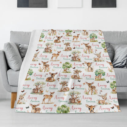 Personalized Sweet Deers Name Blankets - Gift for Kids