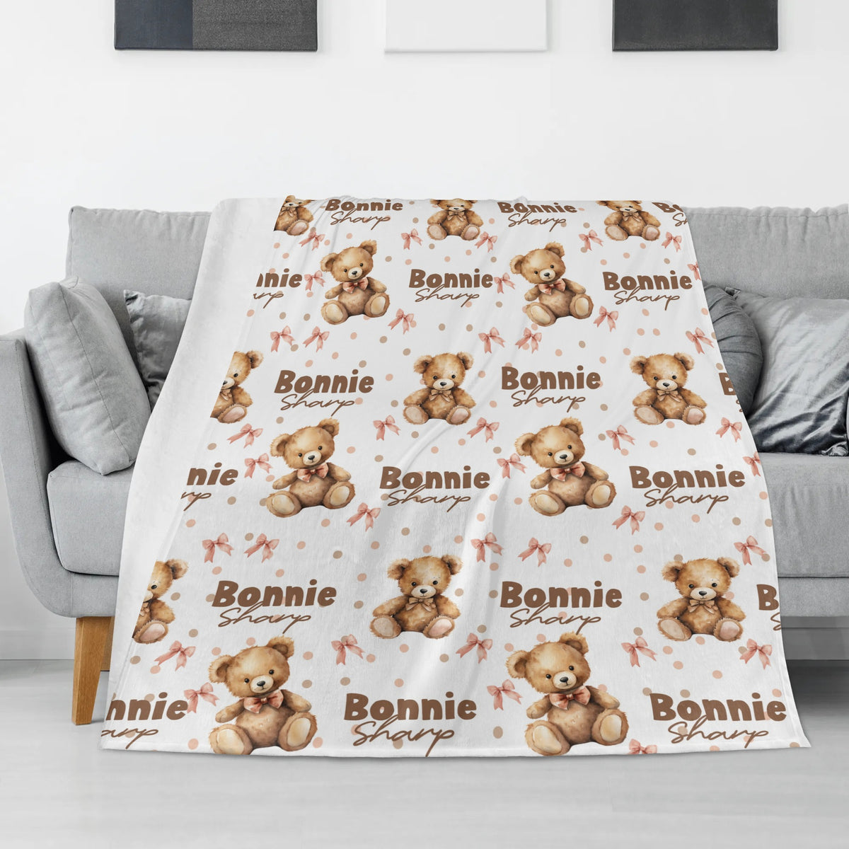 Personalized Plush Bear Name Blanket - Gift for Kid