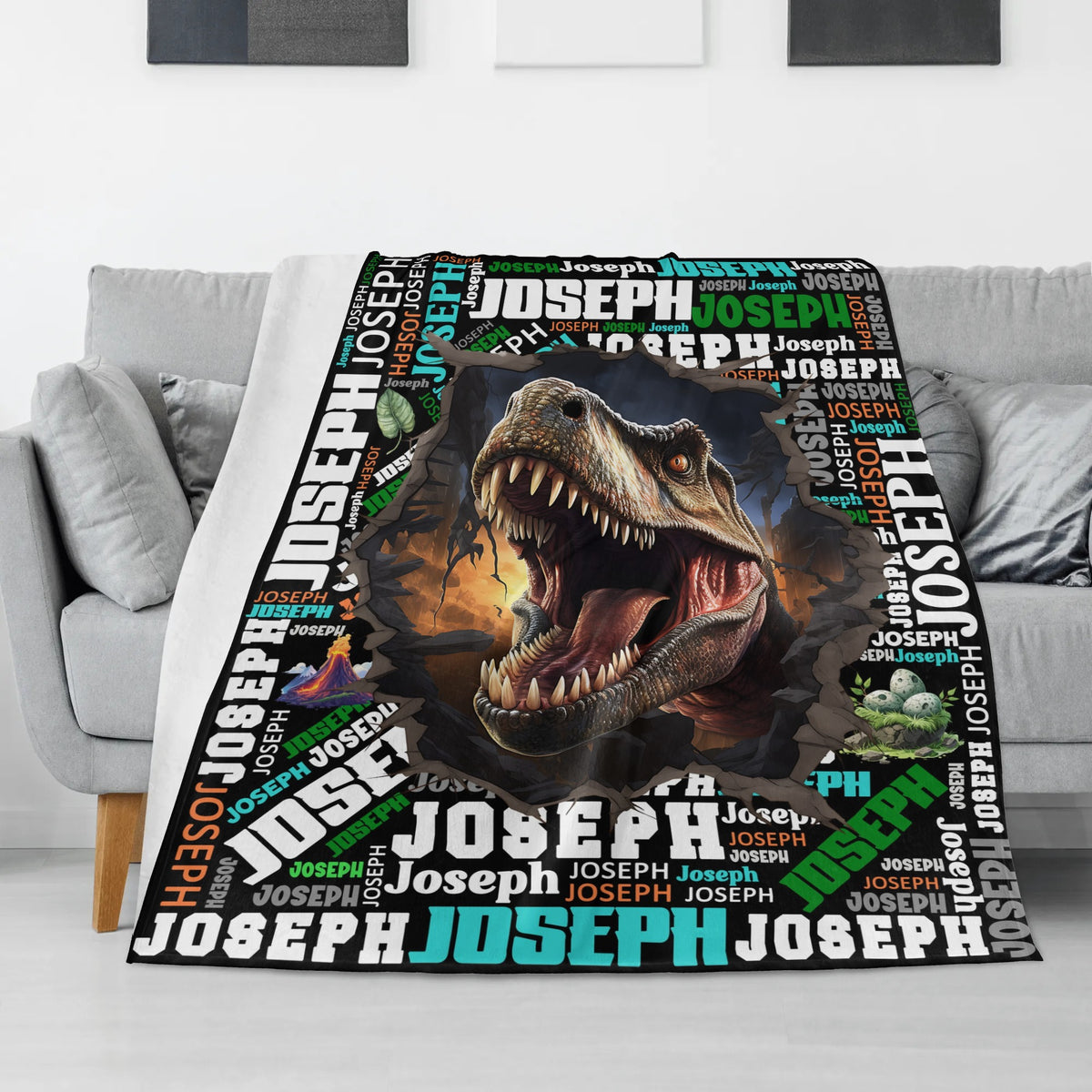 Custom Personalized Cute Dinosaurs Blanket - Gift for Kids