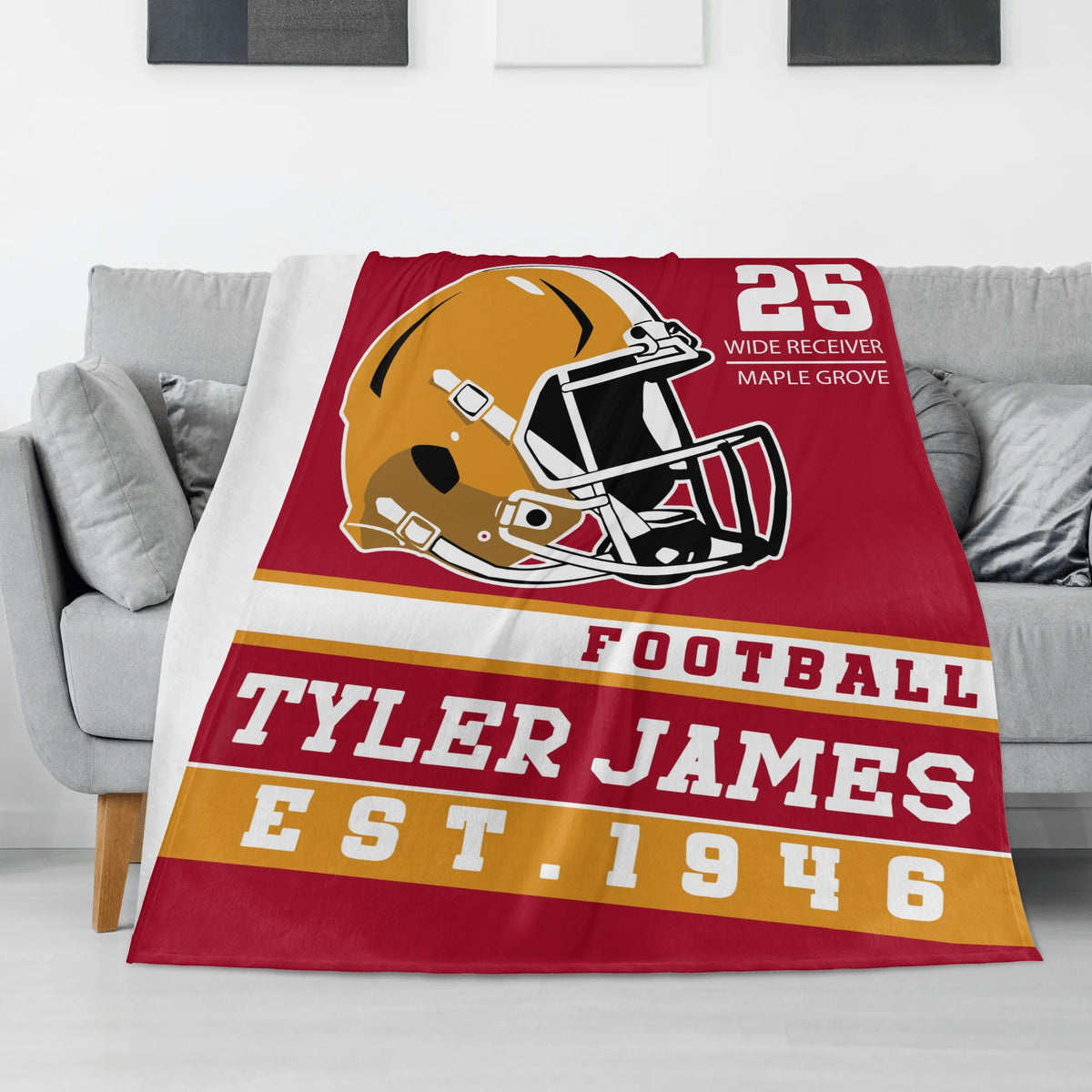 Personalized Custom Football Field Name Blankets - Gift for Family