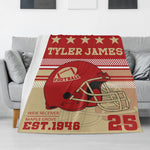 Personalized Football Themed Name Blankets - Gift for Family