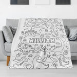 Personalized Cartoon Dinosaur Kids Coloring Blanket🎨- Gift for Kids