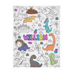 Personalized Cartoon Dinosaur Kids Coloring Blanket🎨- Gift for Kids