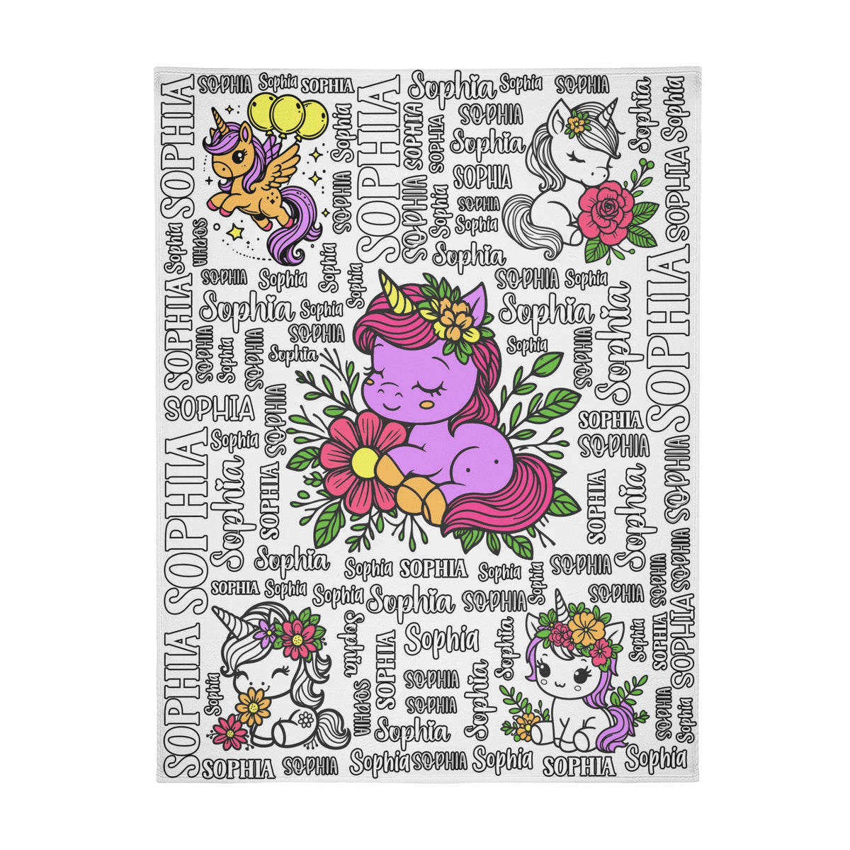 Personalized Cute Unicorn Coloring Blanket🎨- Gift for Kids