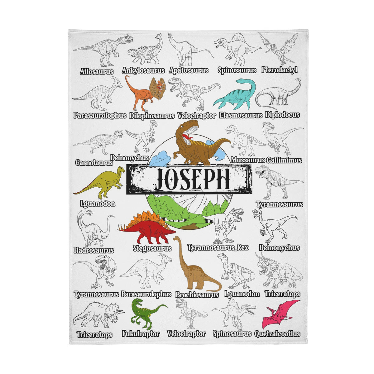 Personalized Custom Dinosaur Coloring Blanket🎨- Gift For Kids