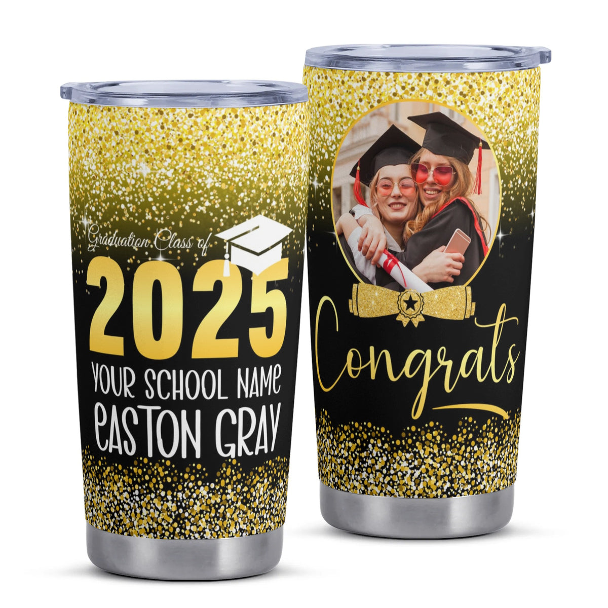 Personalized Class of 2025 Tumbler Graduation Photo Name- Graduation Gifts