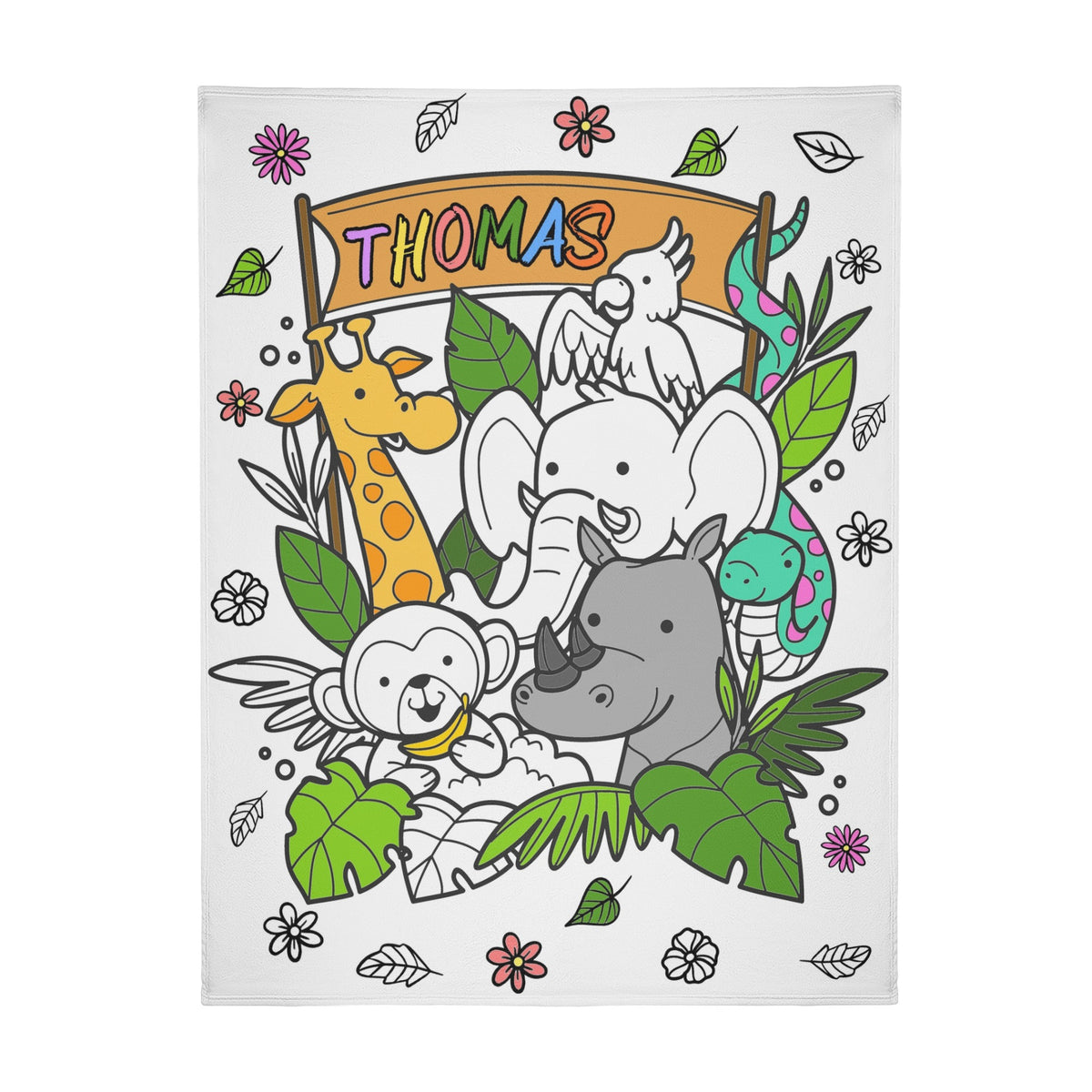 Personalized Forest Animals Doodle Blanket🎨- Gift for Kids