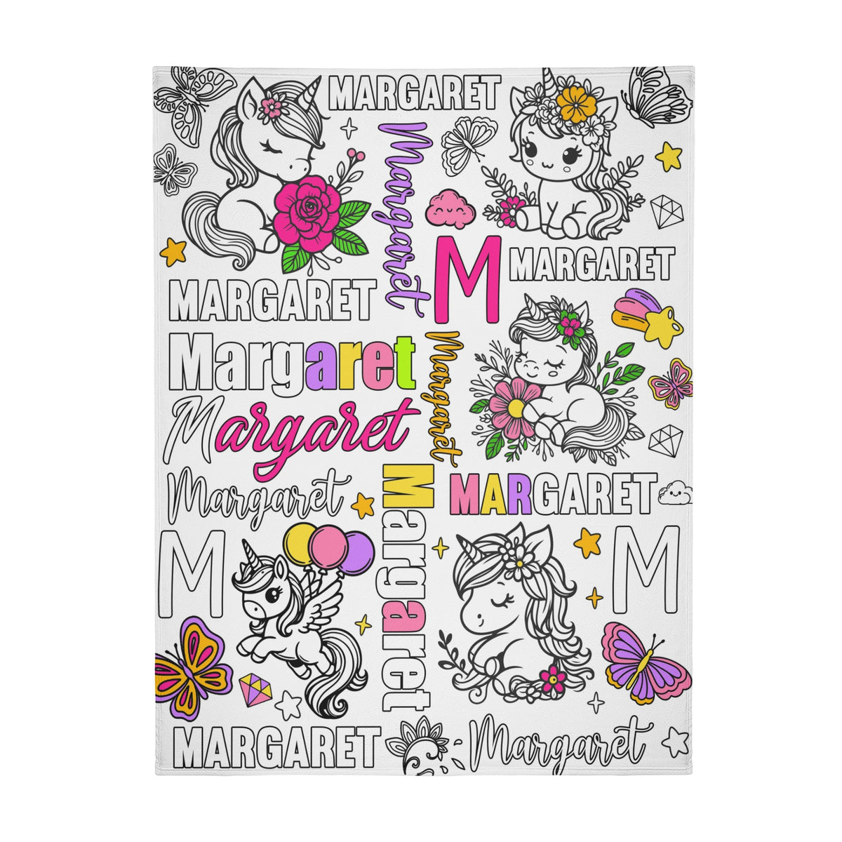 Personalized Unicorn Girl Doodle Blankets🎨- Gift for Kids