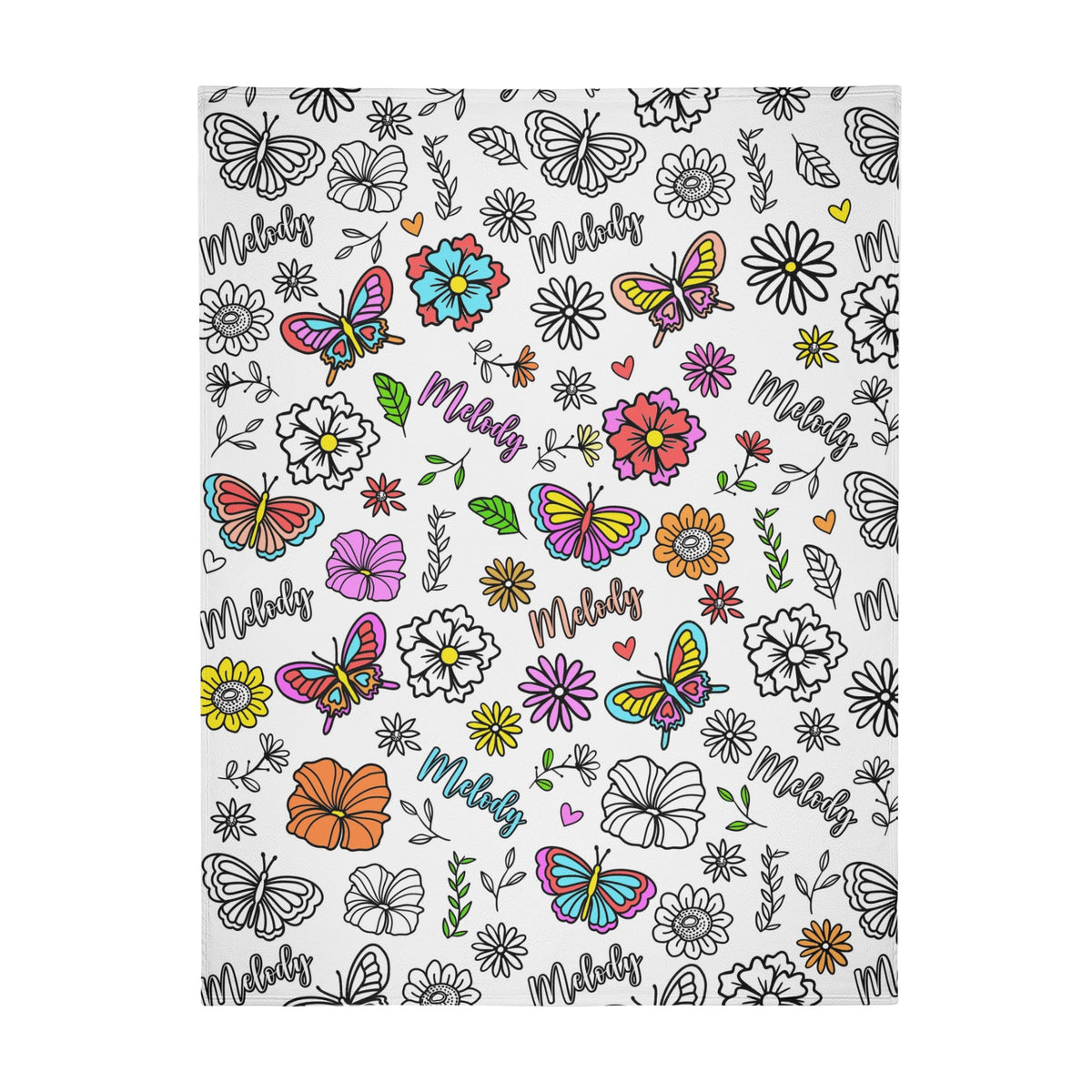 Personalized Butterfly Flowers Doodle Blankets🎨- Gift for Kids