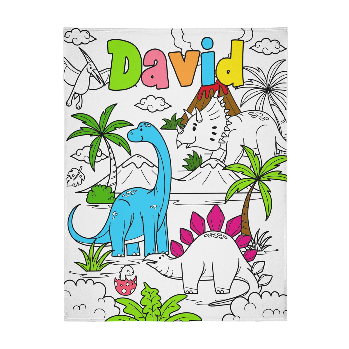 Personalized Cute Dinosaurs Doodle Blankets🎨- Gift for Kids