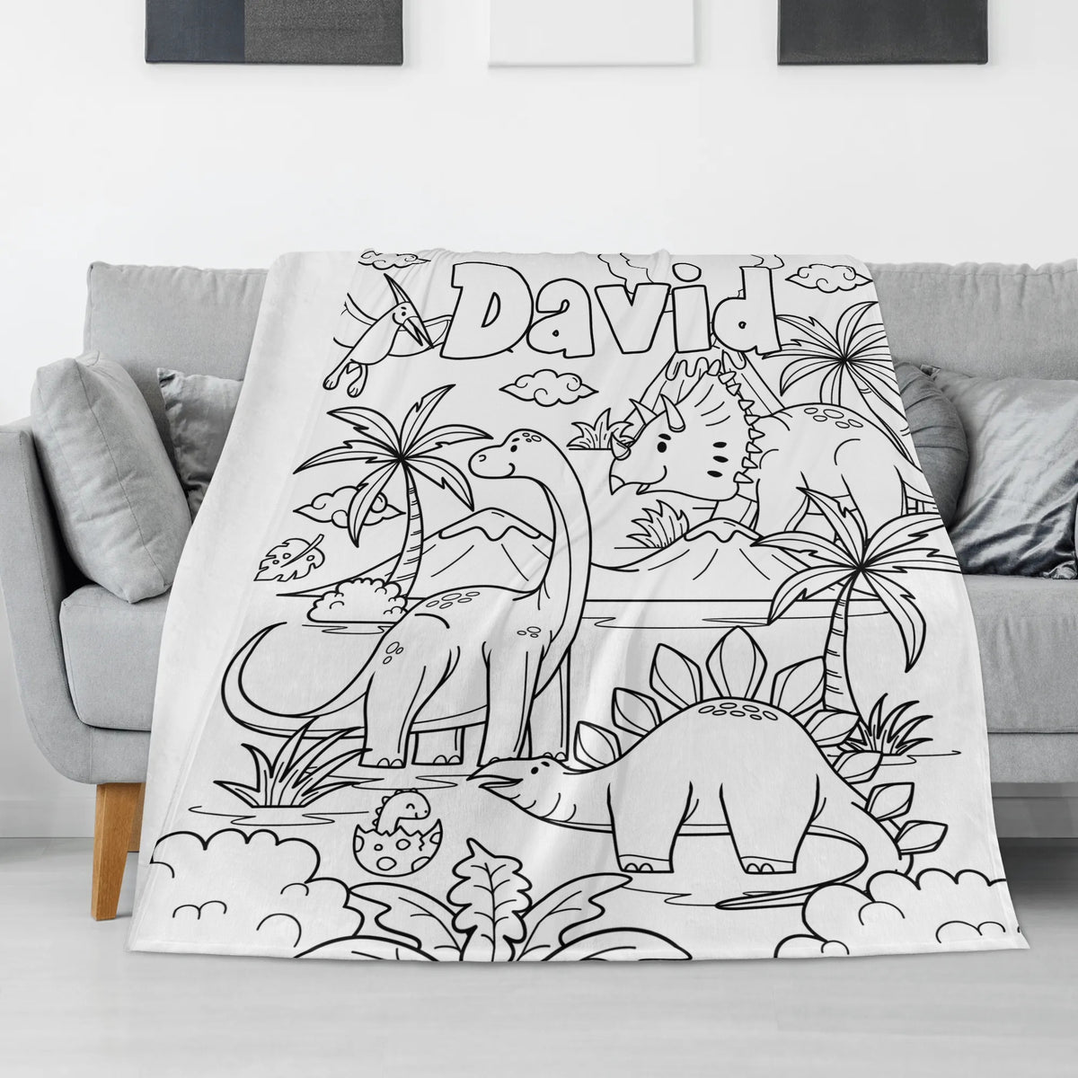 Personalized Cute Dinosaurs Doodle Blankets🎨- Gift for Kids