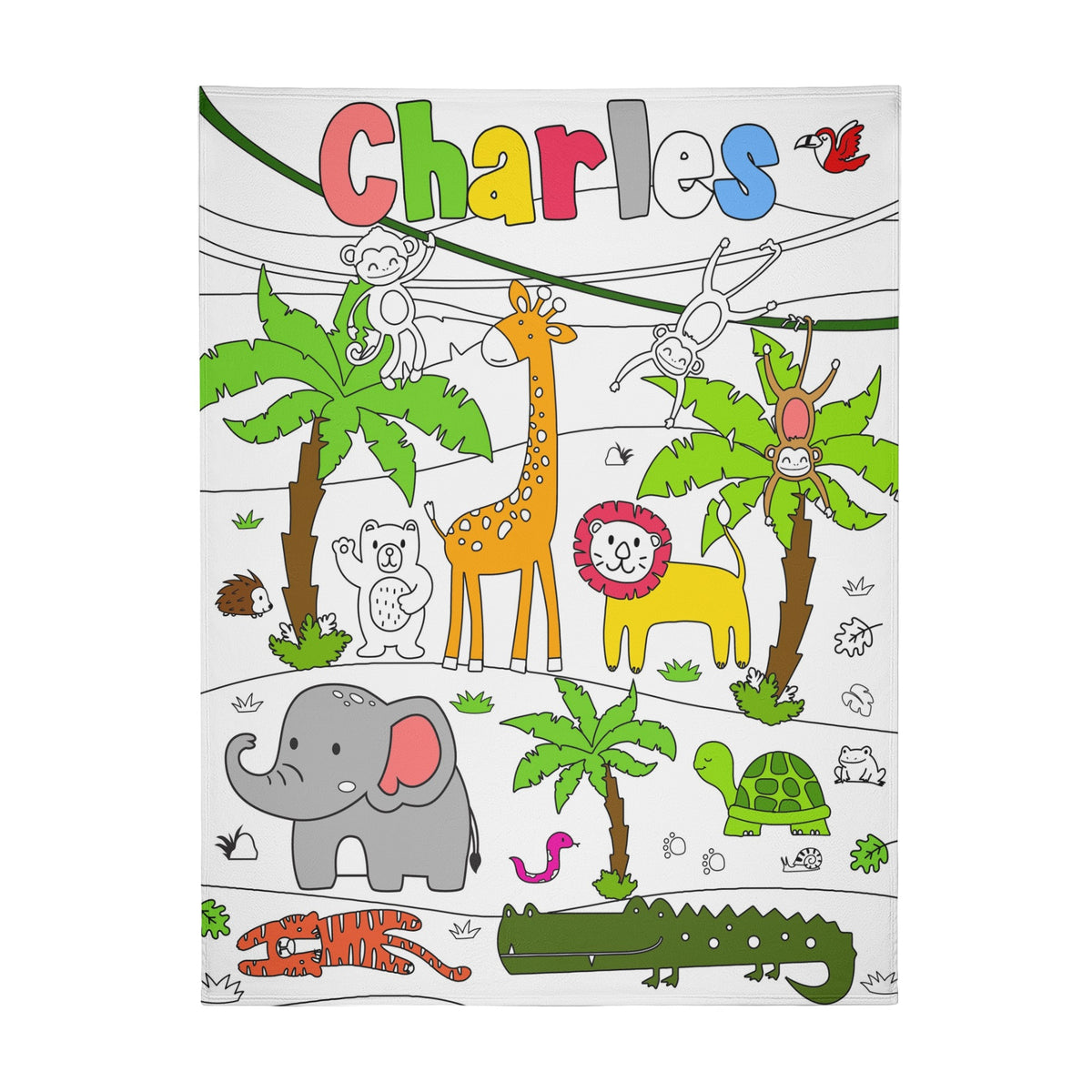 Personalized Forest Aminals Doodle Blankets🎨- Gift for Kids