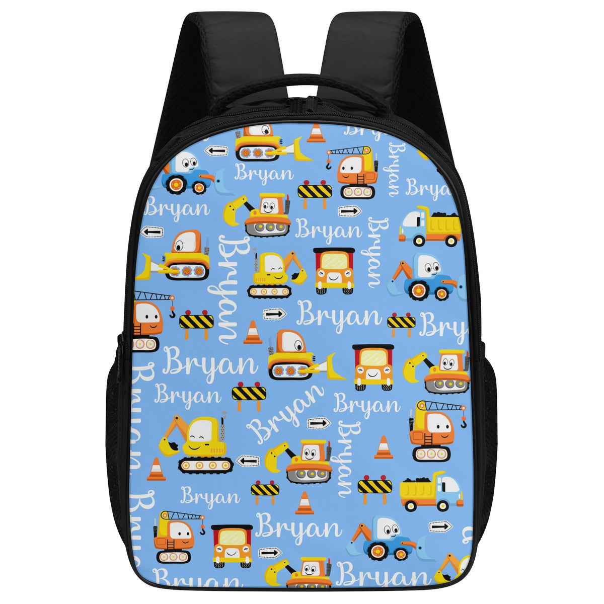 Personalized Cartoon Transportation Trucks Name Backpack - Back to School