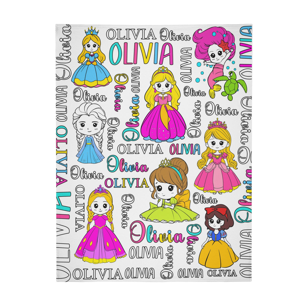 Personalized Cute Princess Girl Doodle Blankets🎨- Gift for Kids