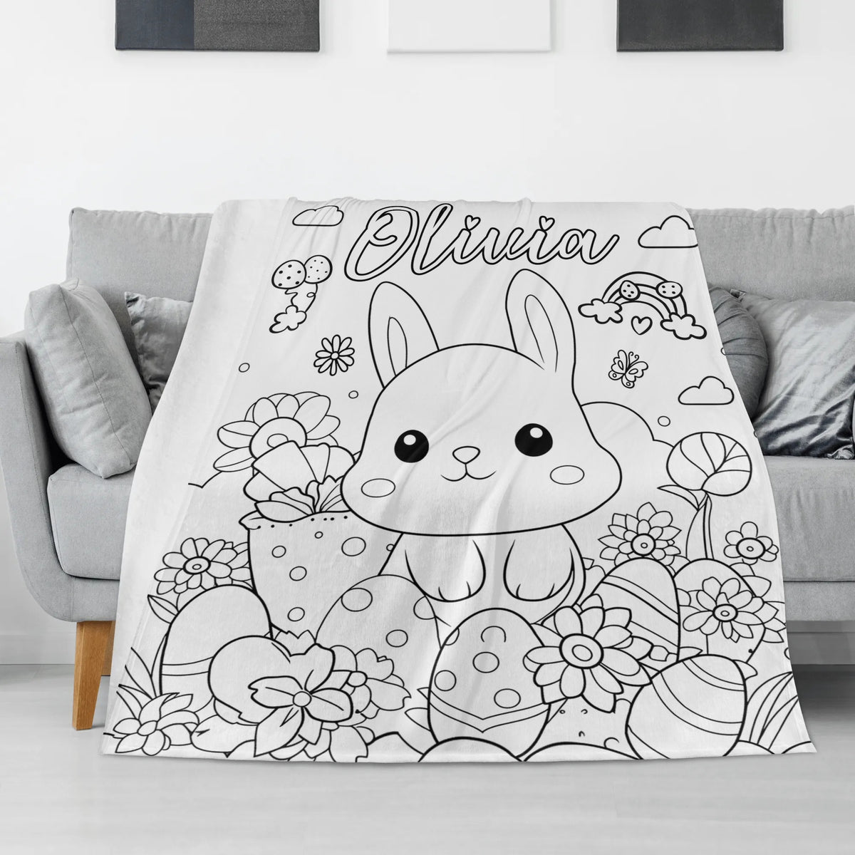 Personalized Cartoon Easter Coloring Blankets🎨- Gift for Kids