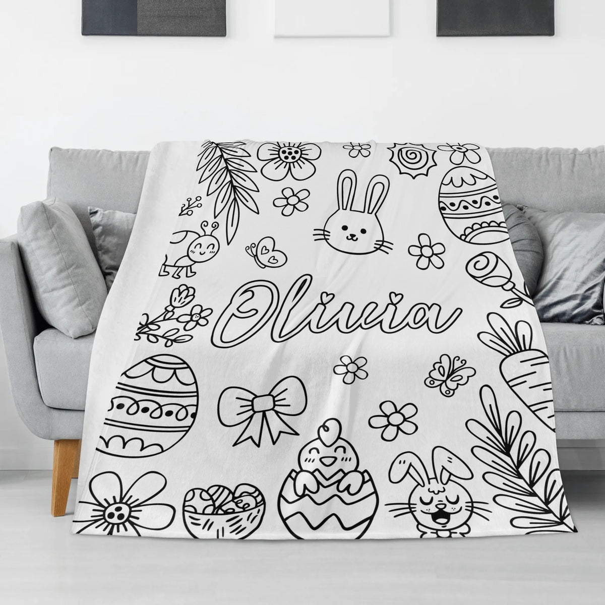 Personalized Cute Easter Coloring Blankets🎨- Gift for Kids