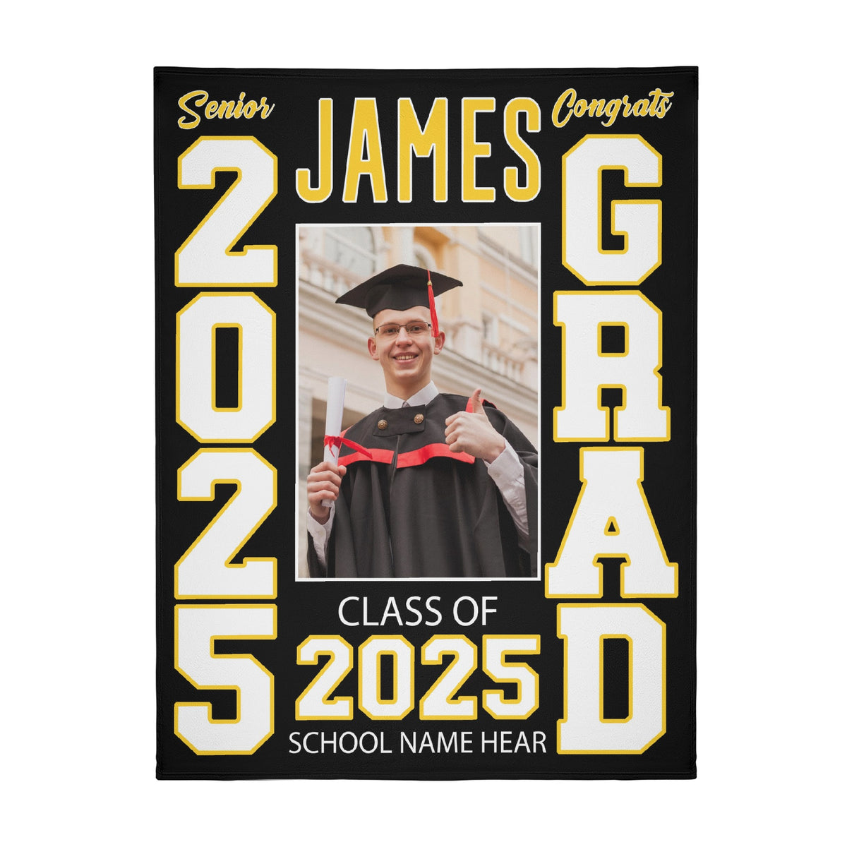 Personalized Class of 2025 Graduations Photo And Name Blankets - Graduation Gift