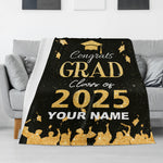 Personalized Graduation Bachelor Wishes Name Blanket - 2025 Graduation Gift