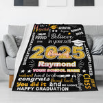 Personalized Graduation Star Glitter Name Blanket - 2025 Graduation Gift