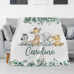 Personalized Forest Animal Girl Blanket - Gift for Baby