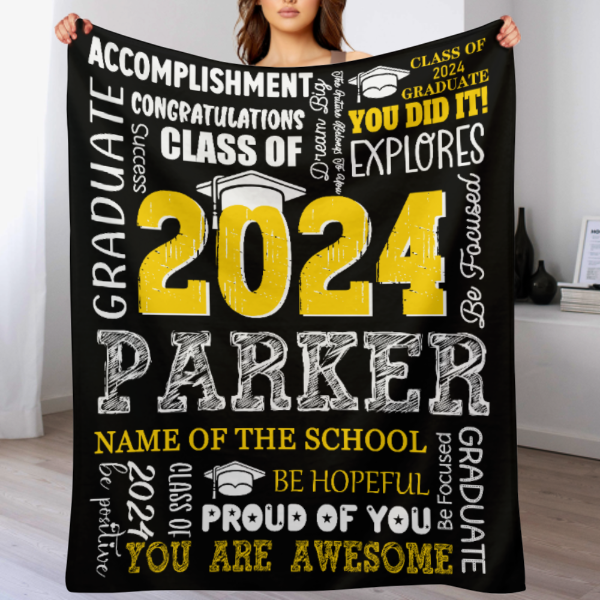 Personalized Name Classic Graduation Blankets - Graduation Gifts