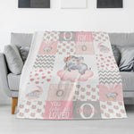 Personalized Sleeping Elephant Name Blankets - Gift for Baby