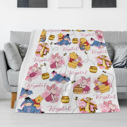 Personalized Cartoon Animals Name Blankets - Gift for Kids