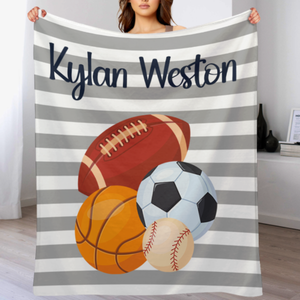 Personalized Sports Baby Blanket – Gift for Baby