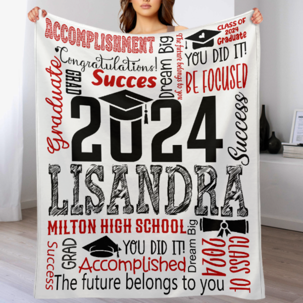 Personalized Custom Name Classic Graduation Blankets - Graduation Gifts