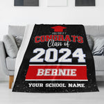 Personalized Classic Team Color Name Blanket - Graduation Gift