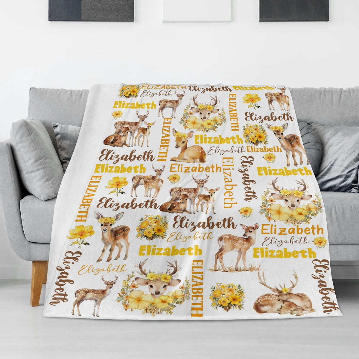 Personalized Forest Deer Name Blanket - Gift for Kids