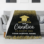 Personalized Golden Quicksand Classic Name Blanket - Graduation Gift