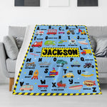 Personalized Transport Letter Name Blanket - Gift for Kids