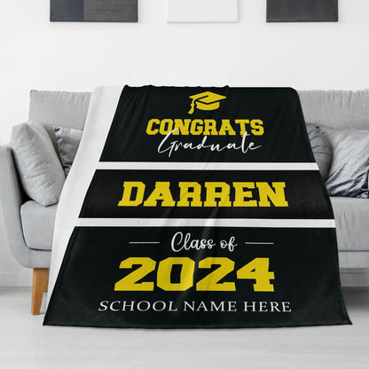 Personalized Name Blanket in Classic Color - Graduation Gift