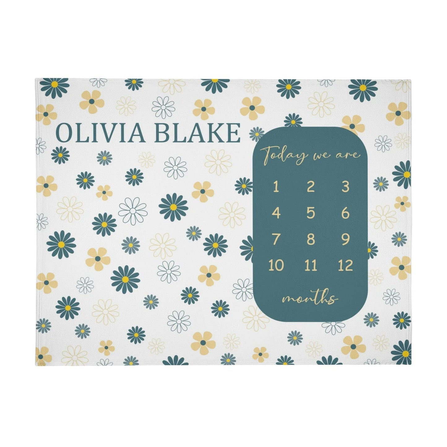 Personalized Daisy Milestone Baby Name Blanket - Gift for Baby