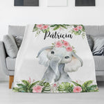 Personalized Elephant Children's Name Blankets - Gift for Kids