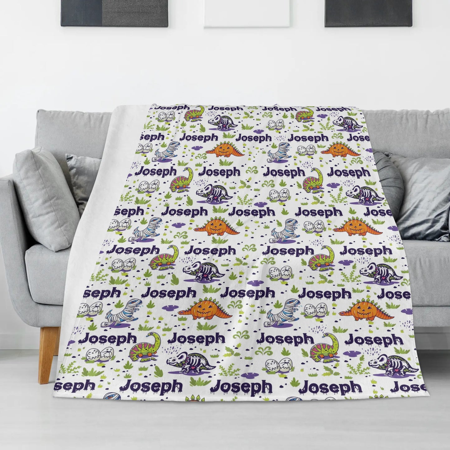 Personalized Jurassic Halloween Name Blankets - Gift for Kids