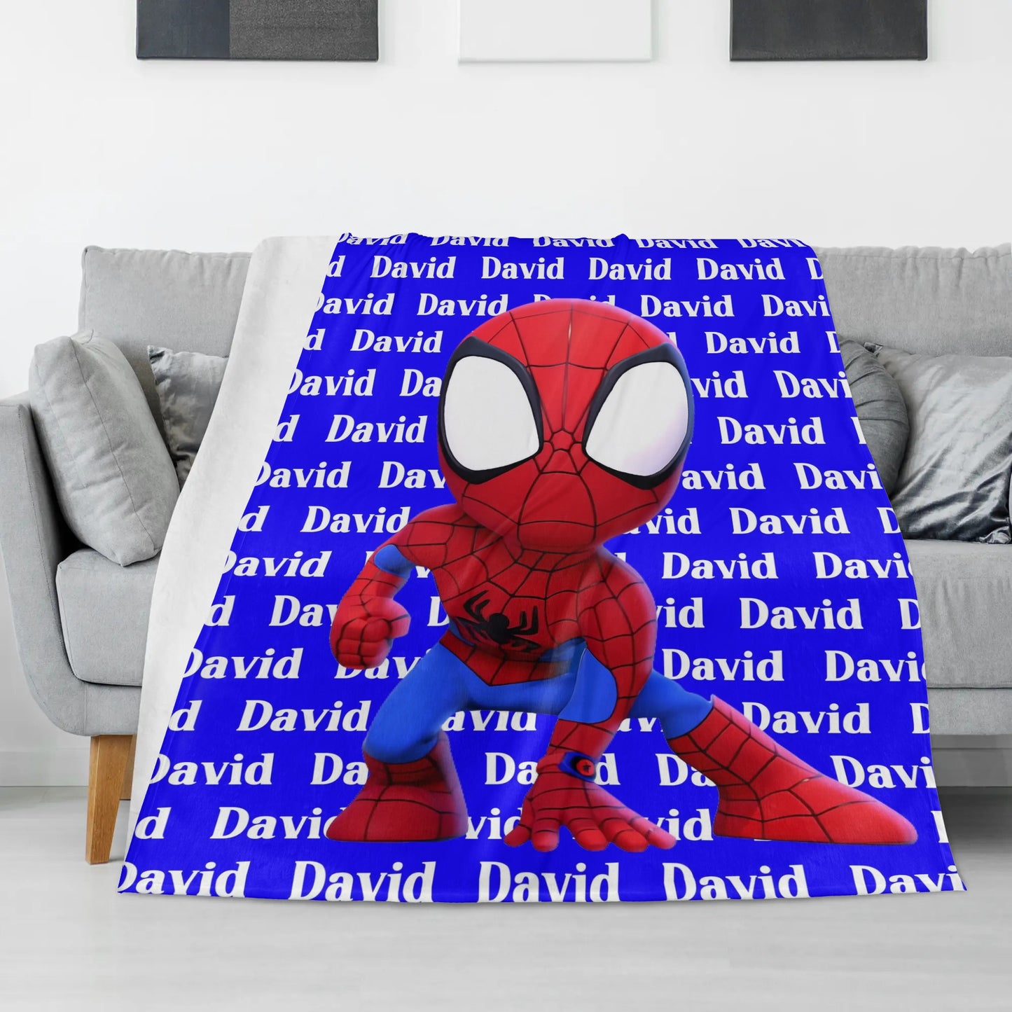 Personalized Cartoon Name Blanket for Boy - Gift for Kids