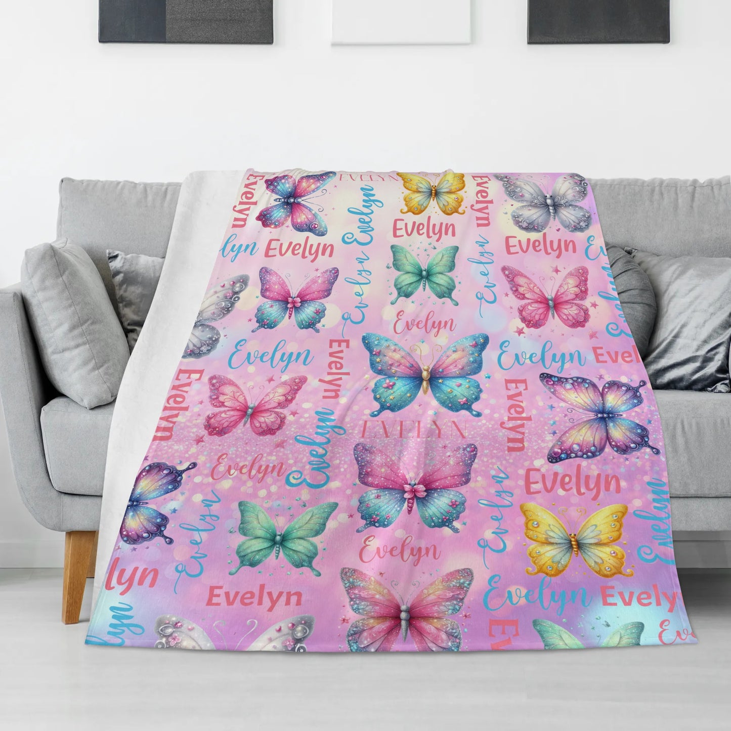 Personalized Magical butterfly Name Blanket - Gift for Kids