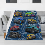 Personalized Multi-Color Mountain Truck Name Blanket - Gift for Kids