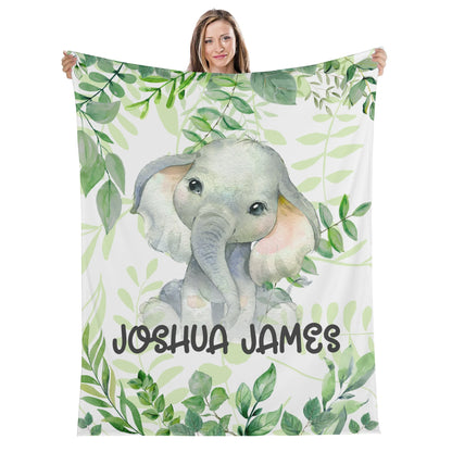 Personalized Elephant Baby Blanket – Gift for Baby