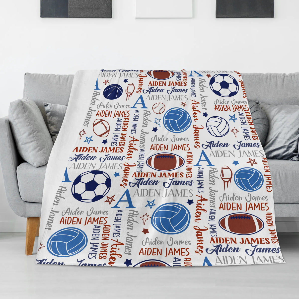 Personalized Sports Collection Name Blankets - Gift for Kids