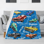 Personalized Muscle Car Name Blanket - Gift for Kids