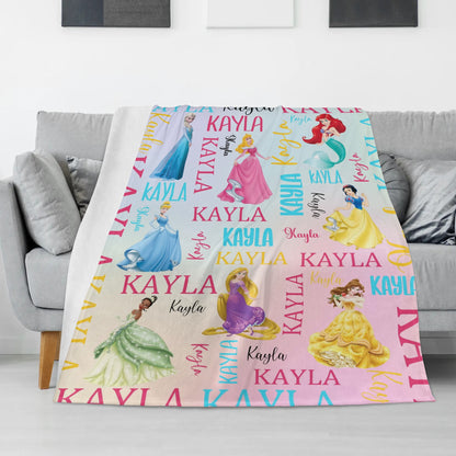 Personalized Girls Name Blanket - Gradient Colors - Gift for Kids