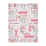 Personalized Cute Elephant Girl Blanket - Gift for Kids