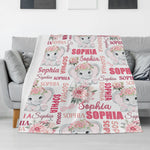 Personalized Cute Elephant Girl Blanket - Gift for Kids