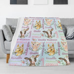 Personalized Watercolor Animal Head Name Blanket - Gift for Kids