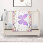 Personalized Flowers Butterfly Milestone Blanket Baby Name Blanket - Gift for Baby