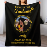 Personalized Custom Photo Black Blankets - Graduation Gifts